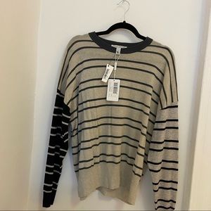 Autumn Cashmere Grey and Navy Striped Sweater